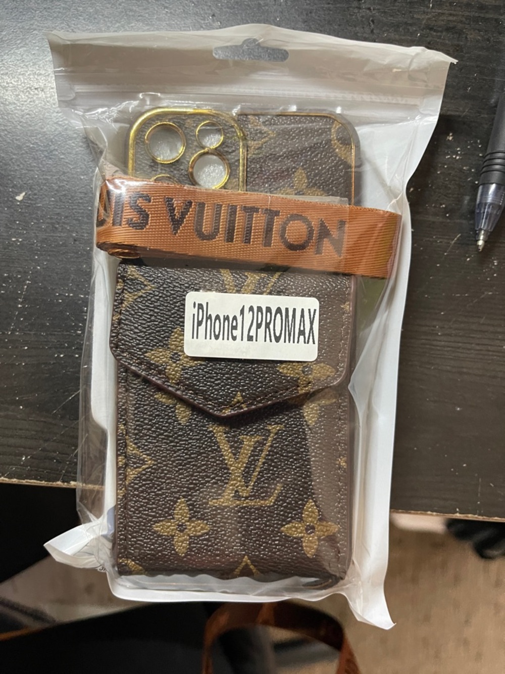Brown Monogram iPhone 12 Pro Max Wallet Case with Strap